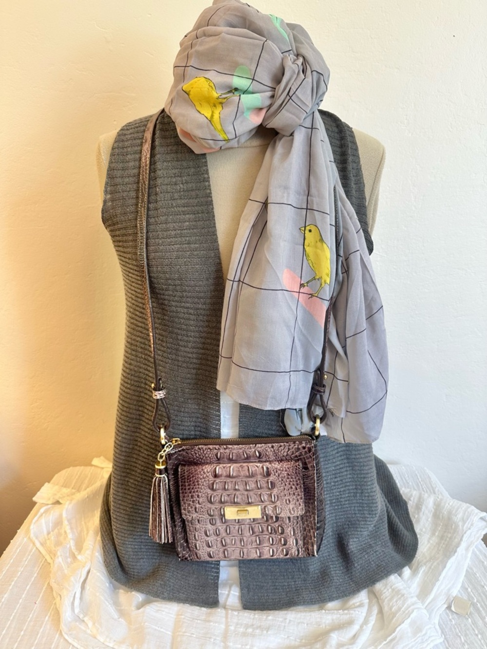 Brahmin Mimosa Melbourne Cross body bag with built in wallet pocket